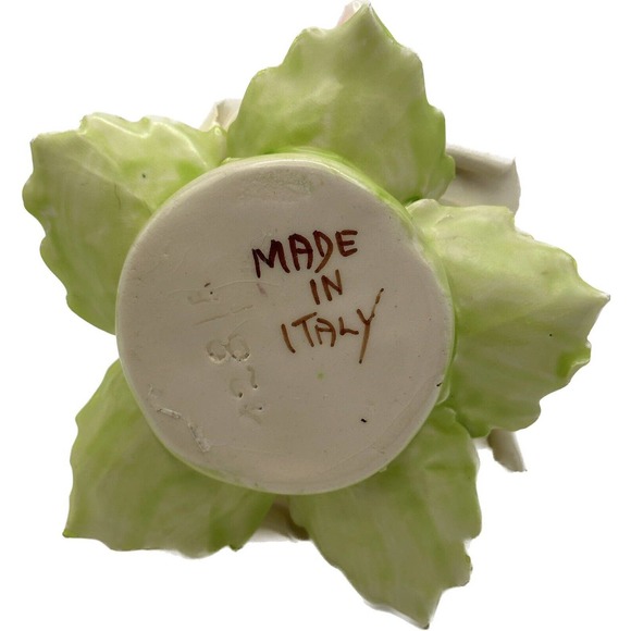 VTG Capodimonte PINK ROSE CANDLE HOLDER Figurine Handle Candlestick Italy Made - Picture 4 of 5